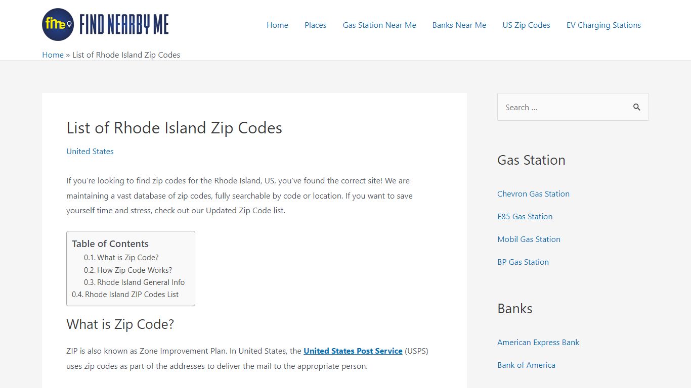 List of Rhode Island Zip Codes - Find Nearby Me