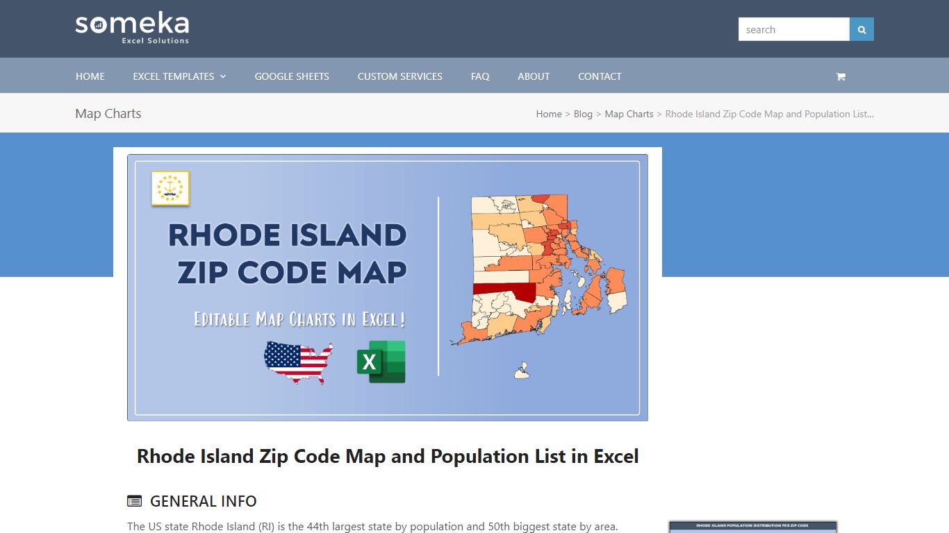 Rhode Island Zip Code Map and Population List in Excel - Someka