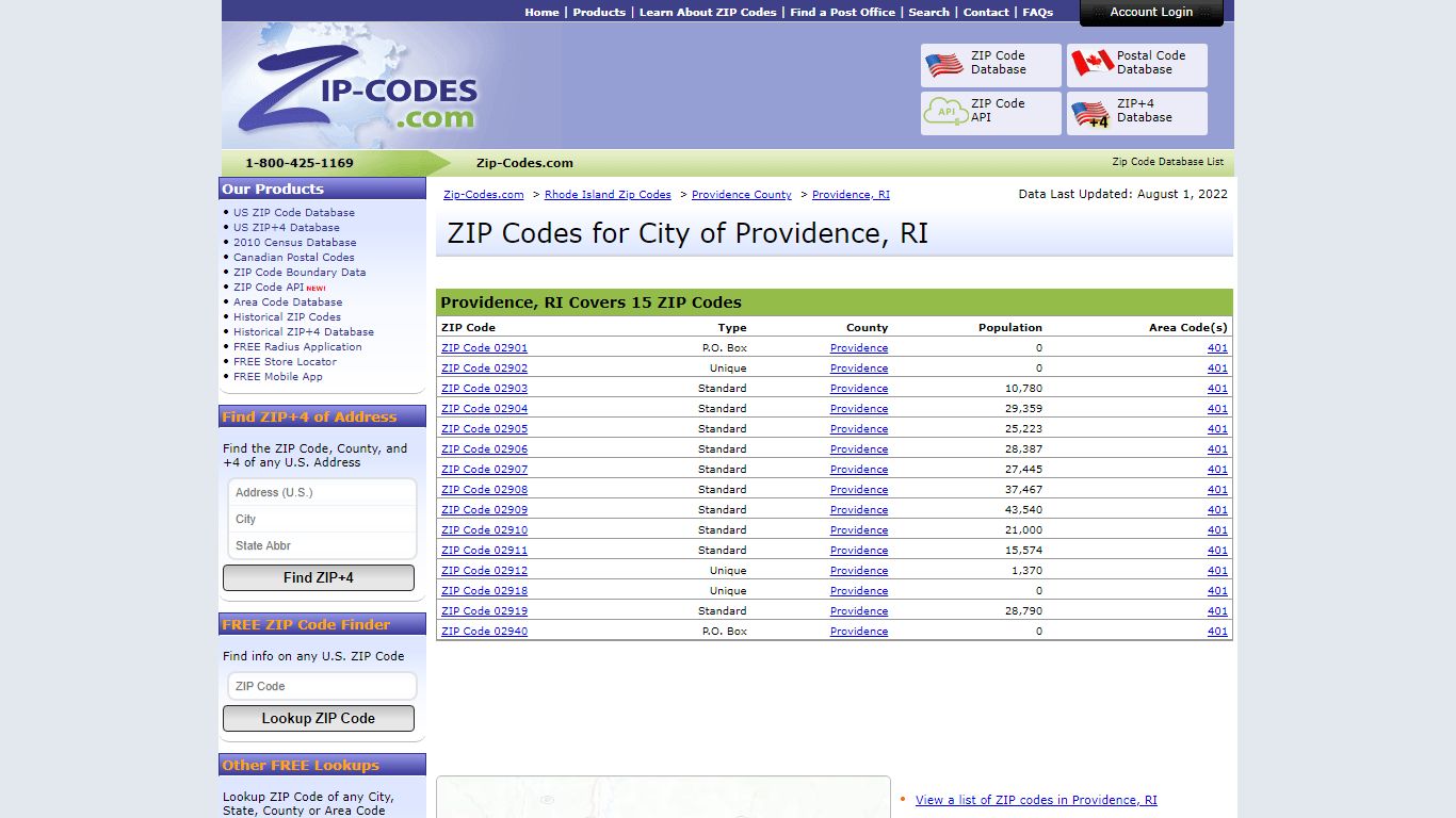 All Zip Codes in Providence RI